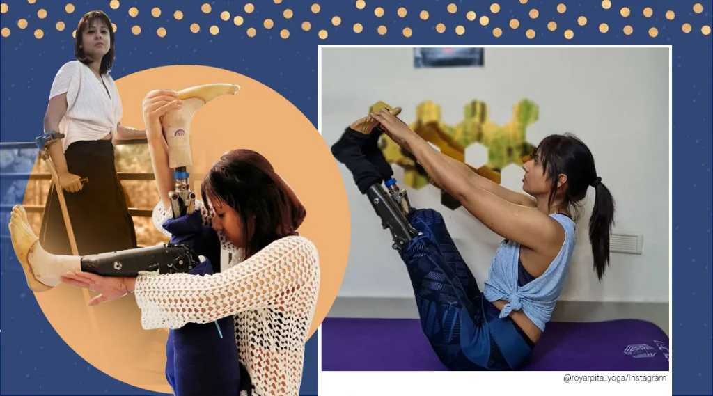 కృత్రిమ కాళ్ళ తో యోగా శిక్షణ